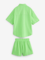 Lime Green Oversized Textured Shirt And Shorts Set (3-16yrs) (3-16yrs) - Image 9 of 10
