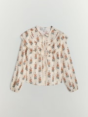 BHOEM Ecru Floral Lace Inserts Ruffled Blouse - Image 6 of 6