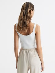 Reiss White Daisy Sweetheart Neck Top - Image 5 of 7