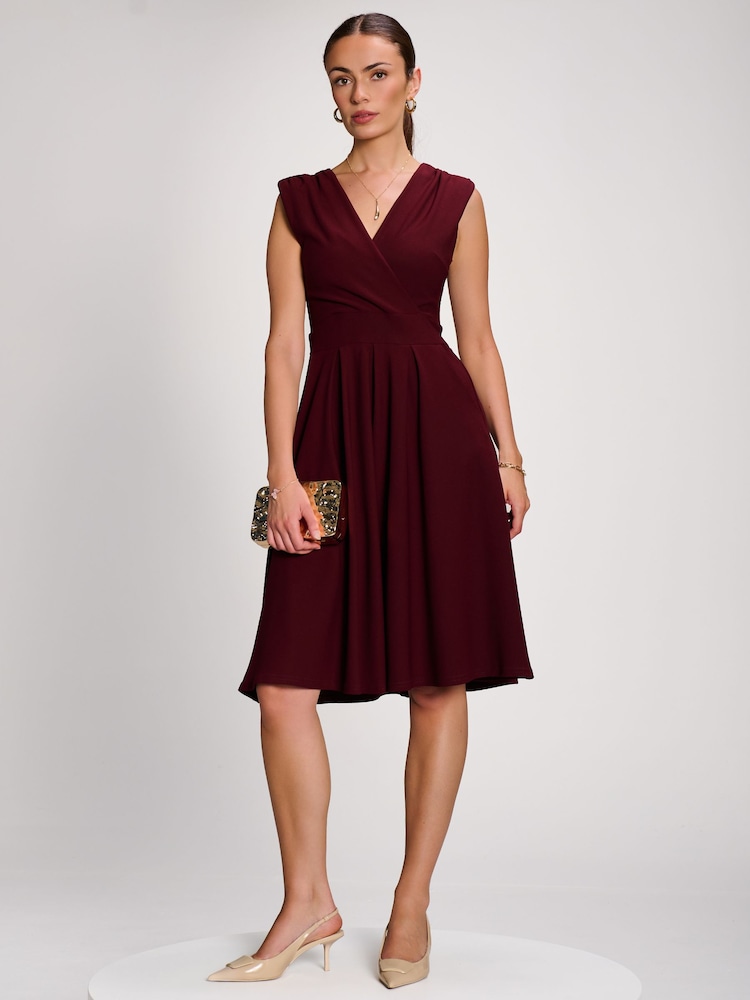 Jolie Moi Burgundy Red Plain Sleeveless Midi Dress - Image 1 of 6 Jolie Moi Burgundy Red Plain Sleeveless Midi Dress - Image 1 of 6