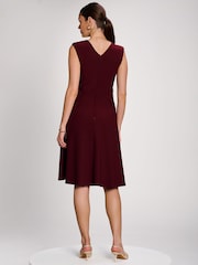 Jolie Moi Burgundy Red Plain Sleeveless Midi Dress - Image 2 of 6