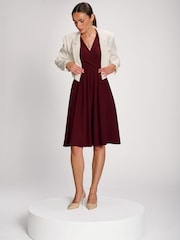 Jolie Moi Burgundy Red Plain Sleeveless Midi Dress - Image 5 of 6