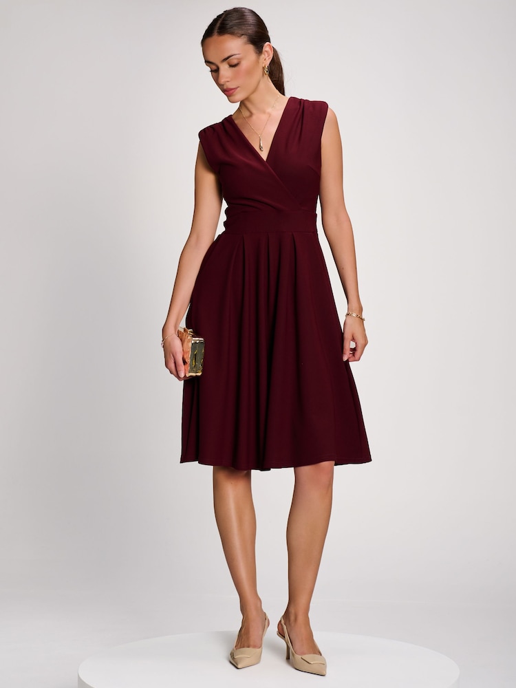 Jolie Moi Burgundy Red Plain Sleeveless Midi Dress - Image 6 of 6 Jolie Moi Burgundy Red Plain Sleeveless Midi Dress - Image 6 of 6