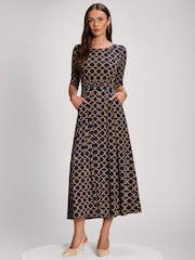 Jolie Moi 3/4 Sleeve Printed Jersey vestido maxi - Imagem 1 de 6