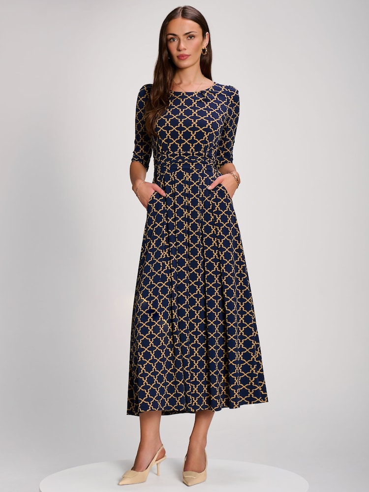 Jolie Moi 3/4 Sleeve Printed Jersey vestido maxi - Imagem 1 de 6