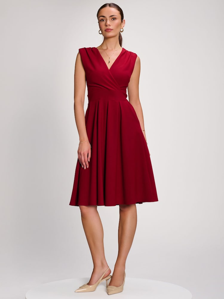 Jolie Moi Red Plain Sleeveless Midi Dress - Image 1 of 6 Jolie Moi Red Plain Sleeveless Midi Dress - Image 1 of 6