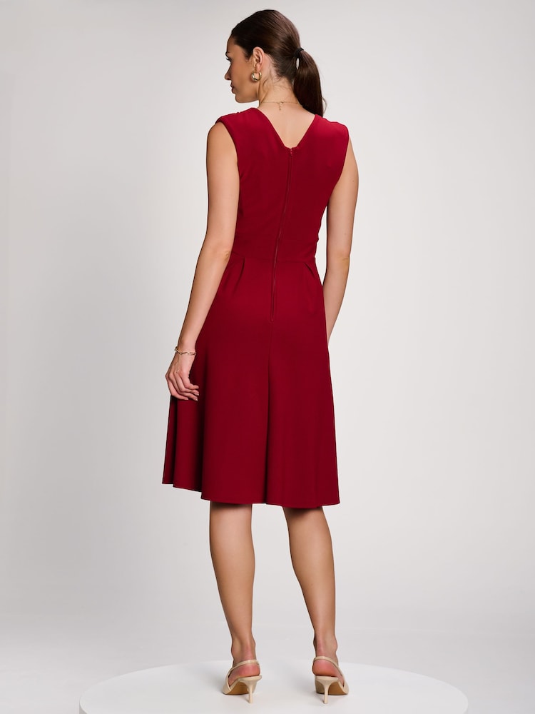 Jolie Moi Red Plain Sleeveless Midi Dress - Image 2 of 6 Jolie Moi Red Plain Sleeveless Midi Dress - Image 2 of 6