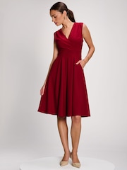 Jolie Moi Red Plain Sleeveless Midi Dress - Image 3 of 6