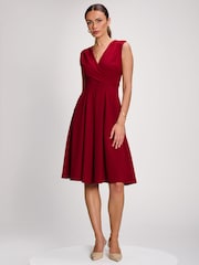 Jolie Moi Red Plain Sleeveless Midi Dress - Image 4 of 6