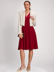 Jolie Moi Red Plain Sleeveless Midi Dress - Image 5 of 6