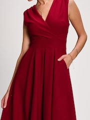 Jolie Moi Red Plain Sleeveless Midi Dress - Image 6 of 6
