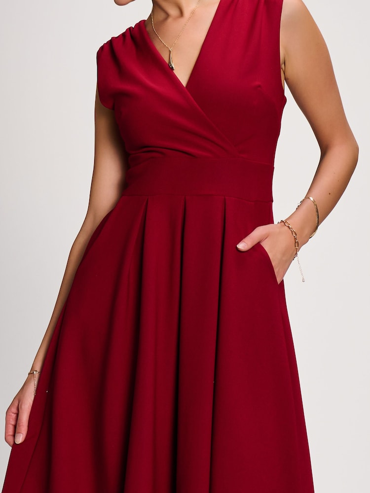 Jolie Moi Red Plain Sleeveless Midi Dress - Image 6 of 6 Jolie Moi Red Plain Sleeveless Midi Dress - Image 6 of 6