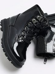 River Island Dark Black Girls Chunky Hiker Lace-Up Boots - Image 4 of 4