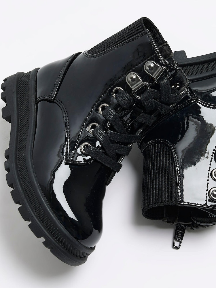 River Island Dark Black Girls Chunky Hiker Lace-Up Boots - Image 4 of 4