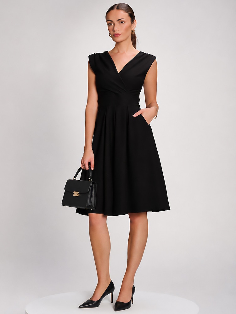 Jolie Moi Black Plain Sleeveless Midi Dress - Image 1 of 6 Jolie Moi Black Plain Sleeveless Midi Dress - Image 1 of 6
