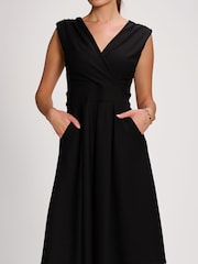 Jolie Moi Black Plain Sleeveless Midi Dress - Image 3 of 6