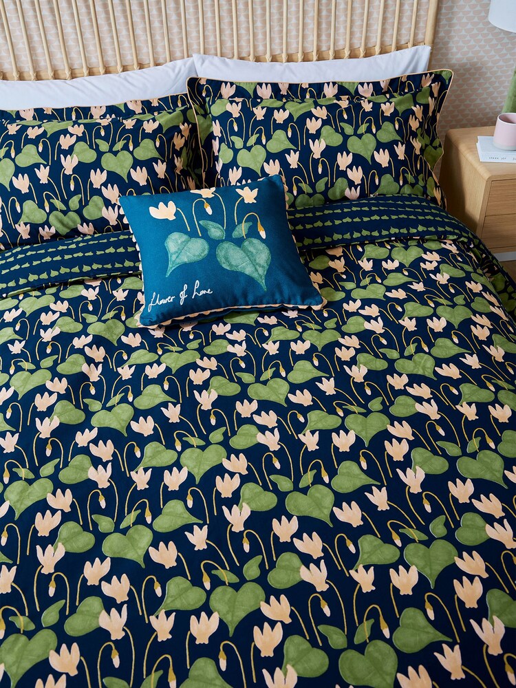 Scion Blue Flower Of Love 100% Cotton Cushion - Image 1 of 5