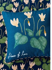 Scion Blue Flower Of Love 100% Cotton Cushion - Image 5 of 5