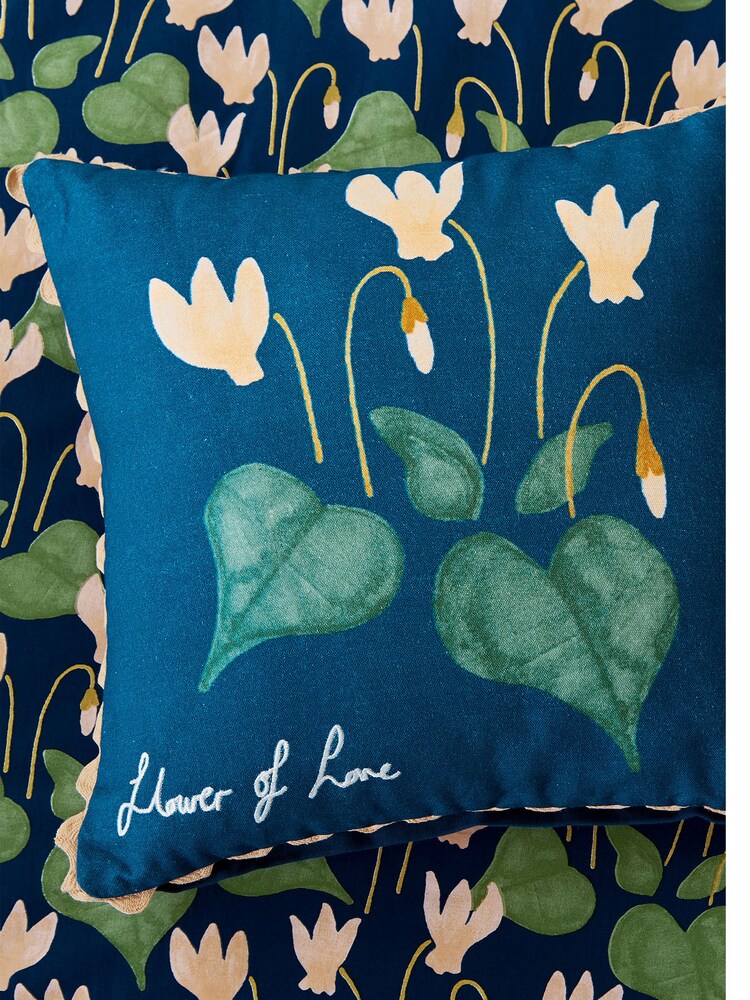 Scion Blue Flower Of Love 100% Cotton Cushion - Image 5 of 5