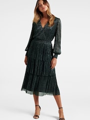 Forever New Green Winifred Plisse Midi Dress - Image 1 of 3