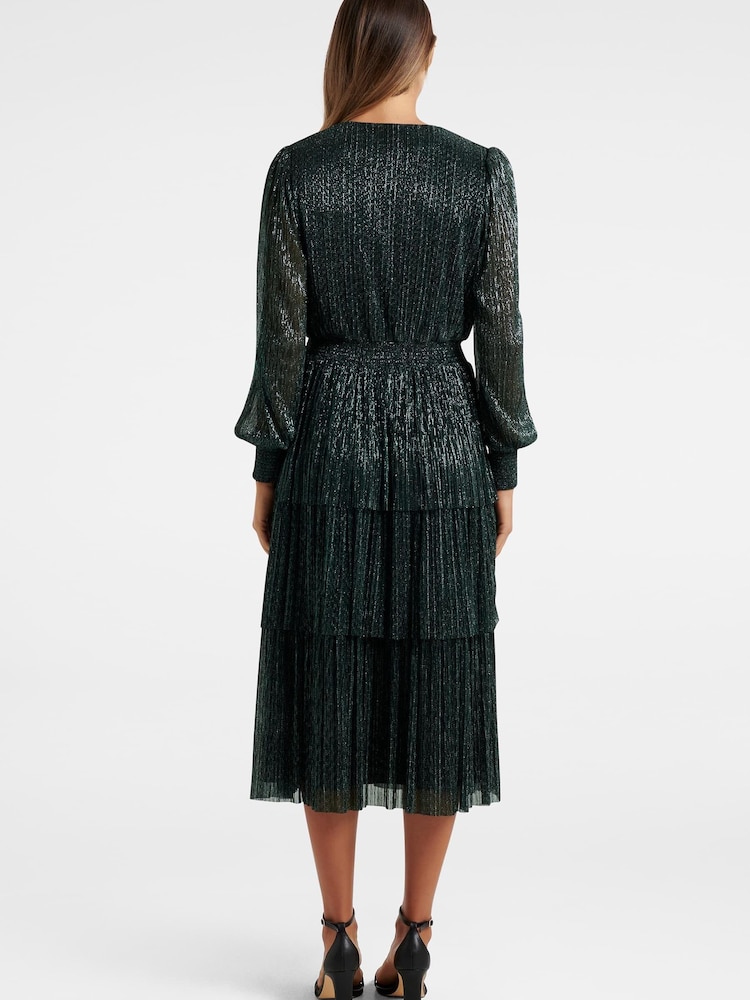 Forever New Green Winifred Plisse Midi Dress - Image 2 of 3