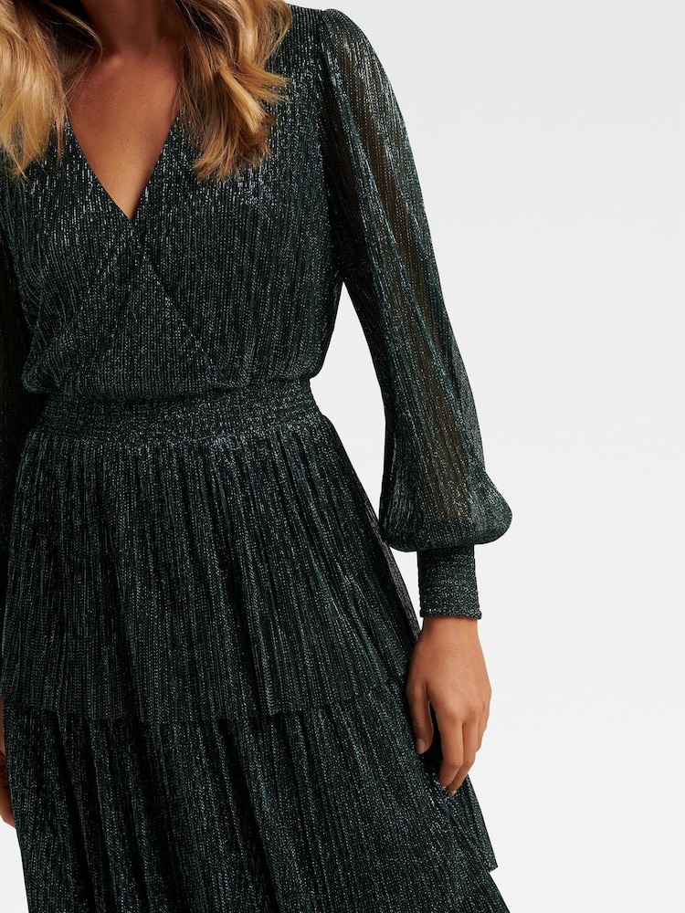 Forever New Green Winifred Plisse Midi Dress - Image 3 of 3