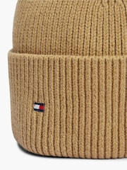 Tommy Hilfiger Natural Flag Embroidery Beanie With Wool - Image 4 of 4