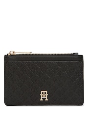 Tommy Hilfiger Black Icon Debossed Credit Card Holder - Image 1 of 4
