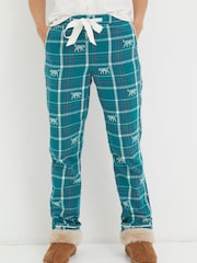 FatFace Green Eva Snow Leopard Pyjama Trousers - Image 1 of 5