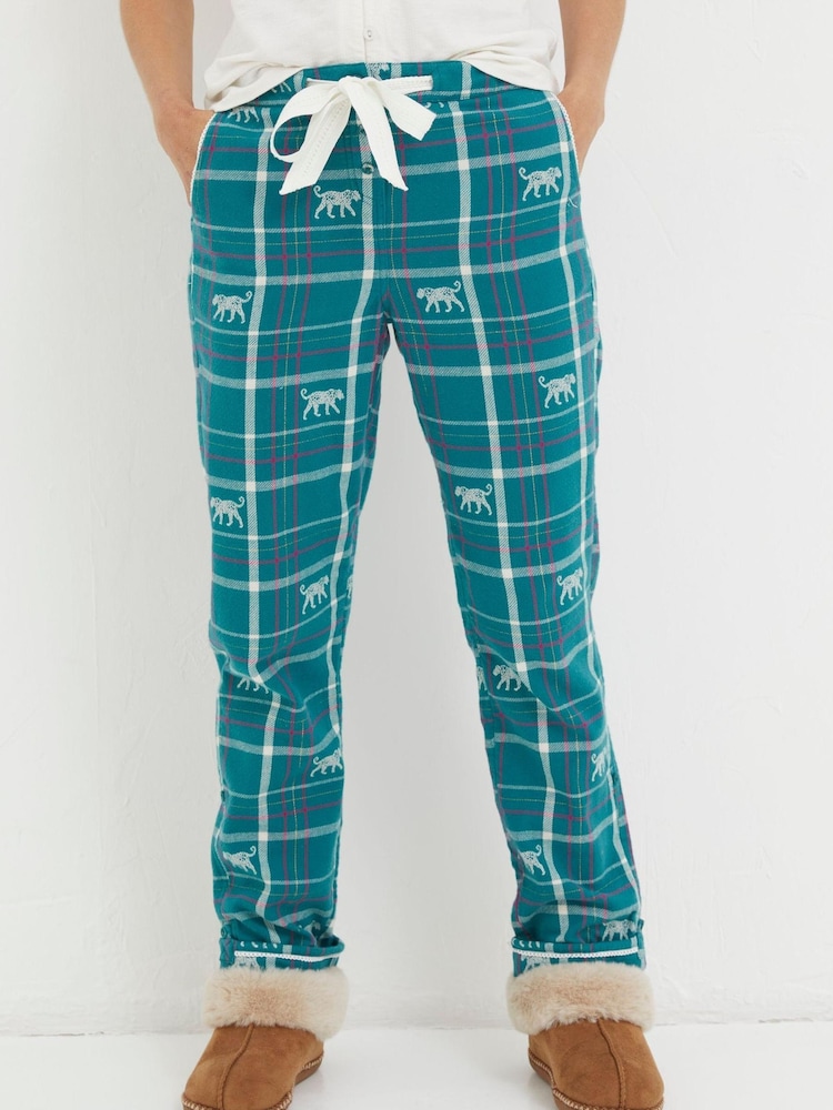 FatFace Green Eva Snow Leopard Pyjama Trousers - Image 1 of 5