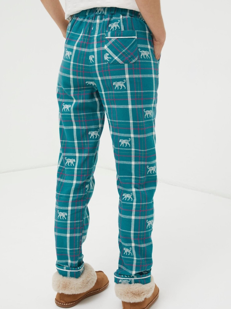 FatFace Green Eva Snow Leopard Pyjama Trousers - Image 2 of 5