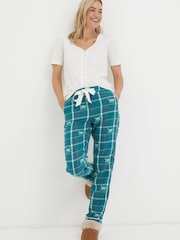 FatFace Green Eva Snow Leopard Pyjama Trousers - Image 3 of 5