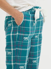 FatFace Green Eva Snow Leopard Pyjama Trousers - Image 4 of 5