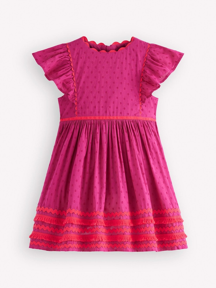 Boden Pink Flutter Sleeve Ric Rac Dress - Image 1 of 3