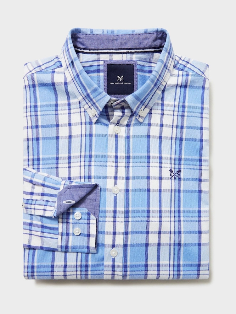 Crew Clothing Blue Slim Fit Russel Brushed 100% Cotton Shirt - Image 5 of 5