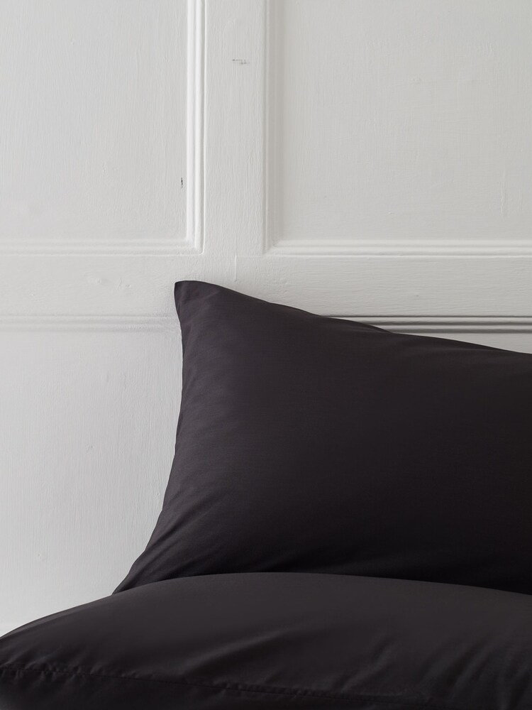 Set of 2 Black Graphite Cotton Rich Pillowcases - Image 2 of 2
