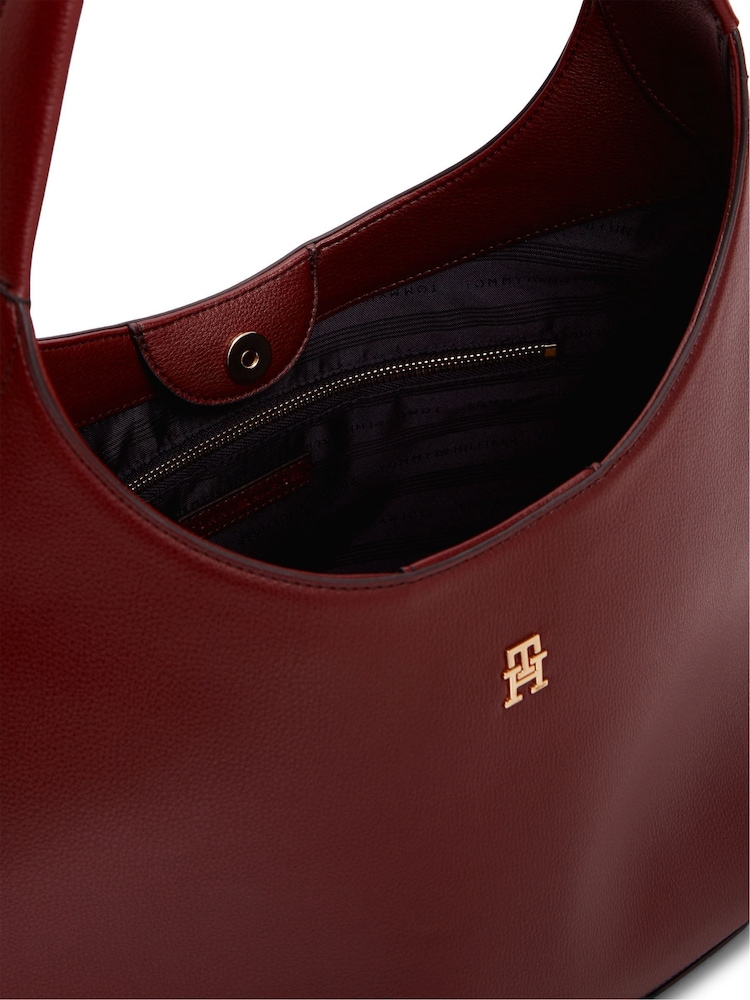 Tommy Hilfiger Red Zip Pocket TH Monogram Hobo Bag - Image 4 of 4 Tommy Hilfiger Red Zip Pocket TH Monogram Hobo Bag - Image 4 of 4