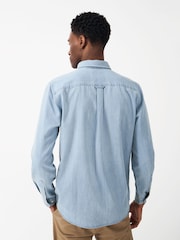 Crew Clothing Blue Classic Fit 100% Cotton Chambray Long Sleeve Shirt - Image 2 of 5