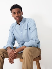 Crew Clothing Blue Classic Fit 100% Cotton Chambray Long Sleeve Shirt - Image 3 of 5