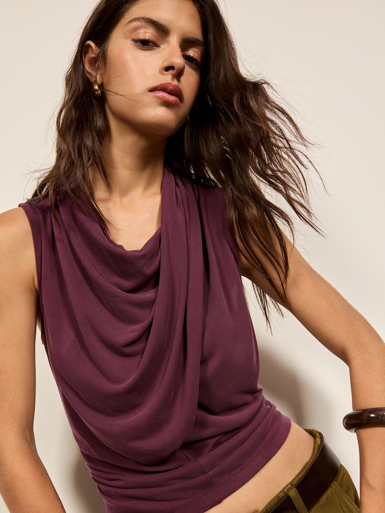 BHOEM Plum Purple Sleeveless Draped Top - Image 2 of 5