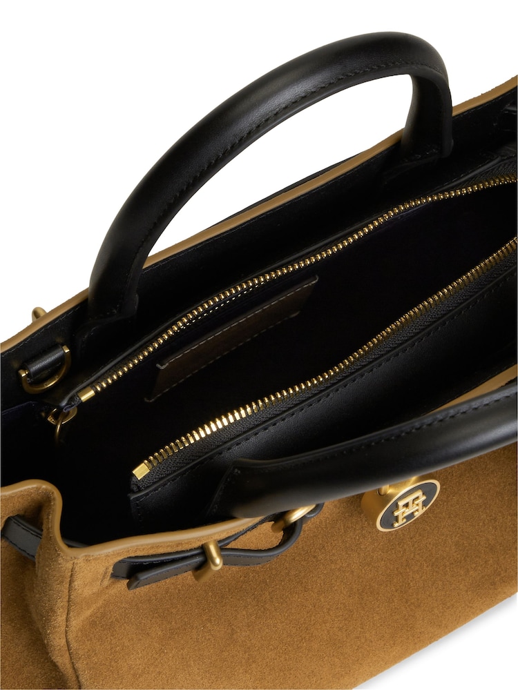 Tommy Hilfiger Brown Suede The American Icon Crossbody Tote Bag - Image 5 of 5