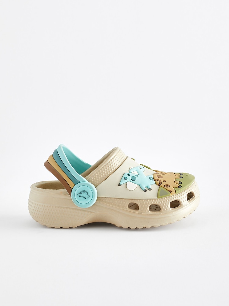 Neutral Dinosaur Scene Clogs - Image 2 of 5 Neutral Dinosaur Scene Clogs - Image 2 of 5