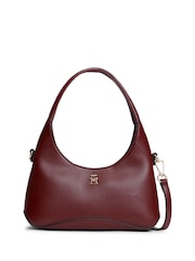 Tommy Hilfiger Red TH Monogram Plaque Cross-Body Hobo Bag - Image 1 of 4