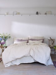 Piglet in Bed Pear Ticking Stripe Linen Duvet Cover - Image 1 of 3