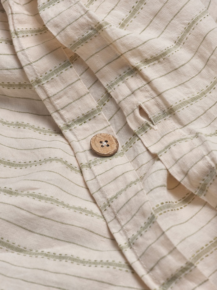 Piglet in Bed Pear Ticking Stripe Linen Duvet Cover - Image 2 of 3