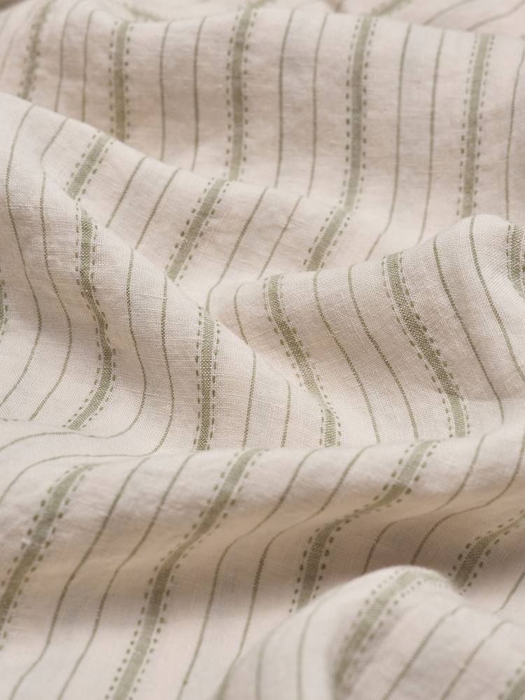 Piglet in Bed Pear Ticking Stripe Linen Duvet Cover - Image 3 of 3