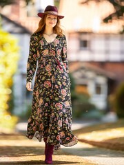 Joe Browns Brown Rowena Printed Maxi Petite Dress - Image 6 of 8