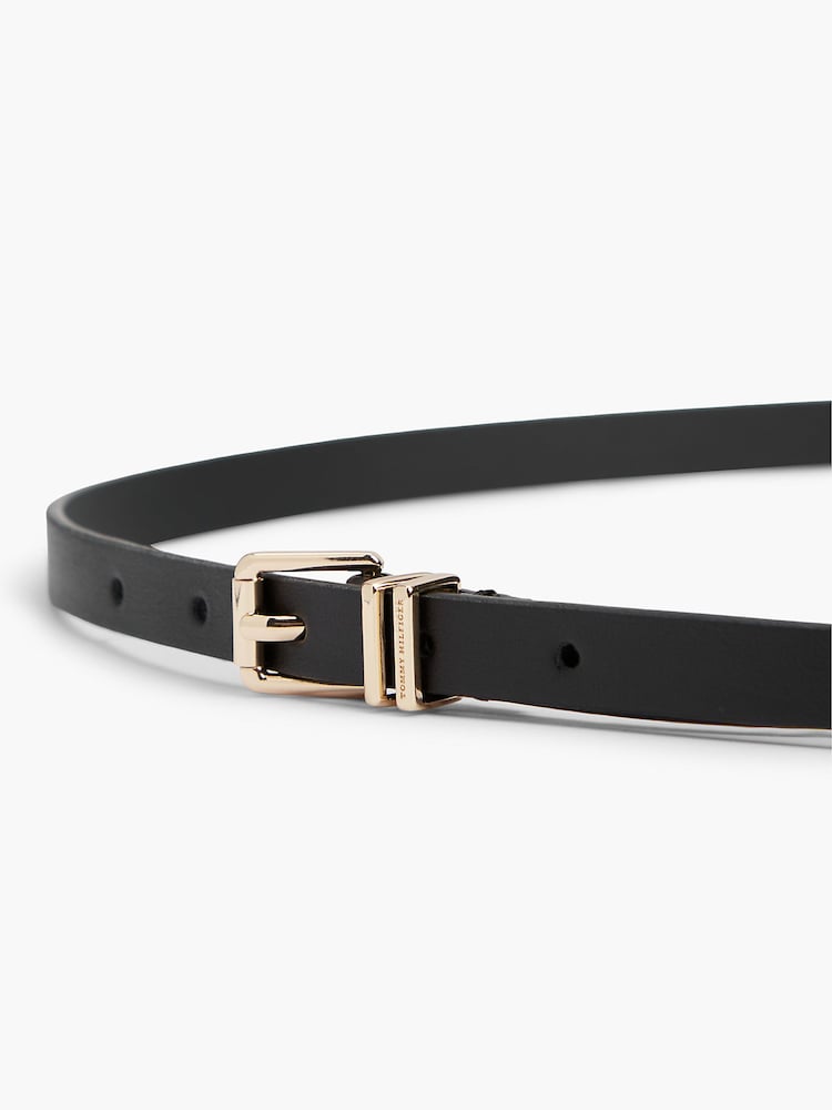 Tommy Hilfiger Black Square Roller Buckle Leather Belt - Image 2 of 2 Tommy Hilfiger Black Square Roller Buckle Leather Belt - Image 2 of 2