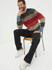 FatFace Natural Lambswool Stripe Crew Jumper - Image 4 of 6