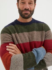 FatFace Natural Lambswool Stripe Crew Jumper - Image 5 of 6